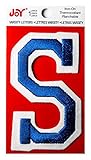 Embroidered Iron-On Athletic 3 Inch Varsity Applique Letter S (Blue)