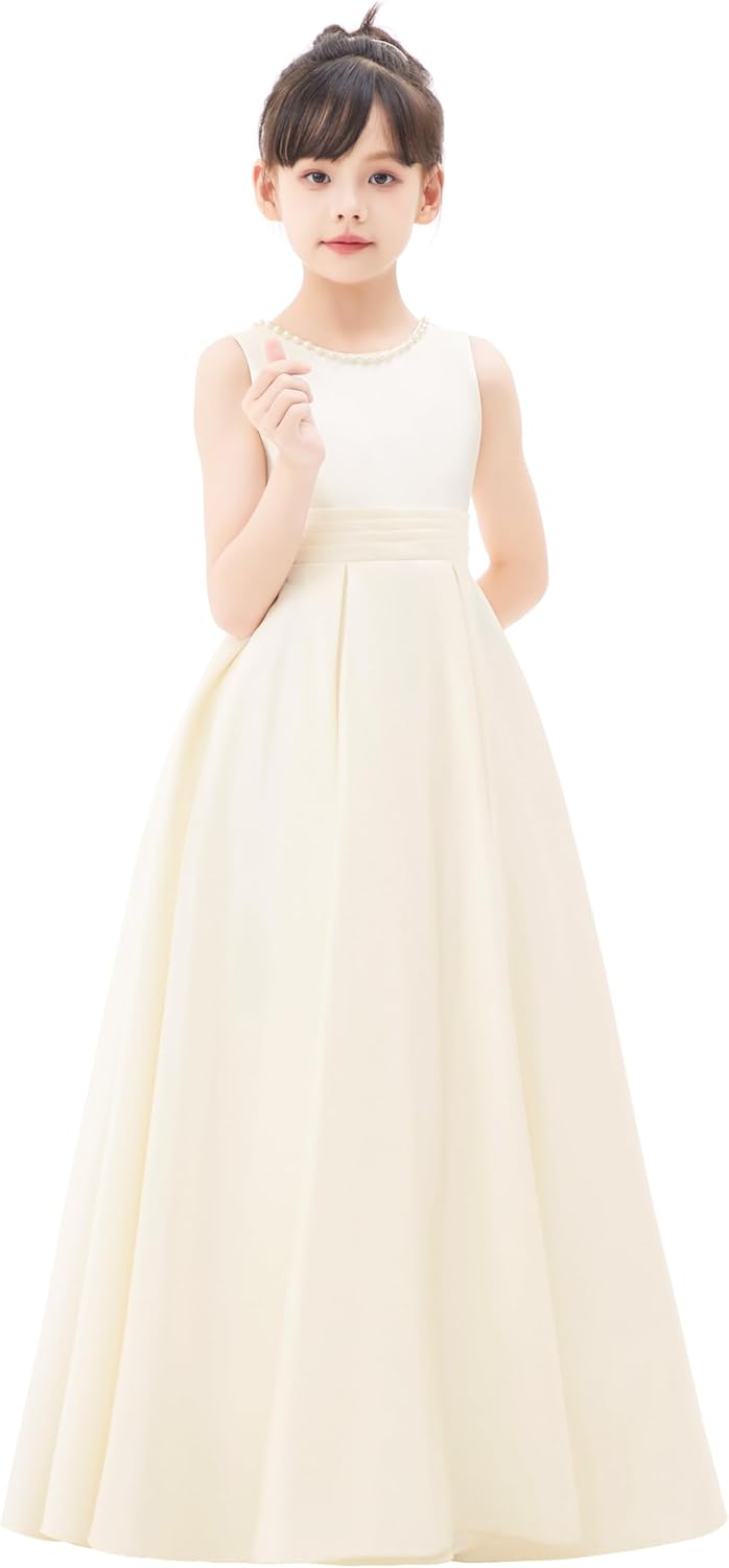 ekidsbridal V-Back Satin A-Line Flower Girl Dress for Pretty Princess Beauty Pageants 327