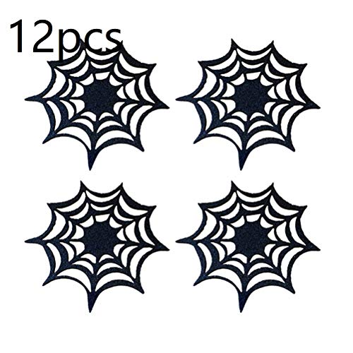 12pcs Halloween Spider Webs Coasters Placemat Decorative Table Placemats Doilies for Halloween Table Decor Gift for Home Garden