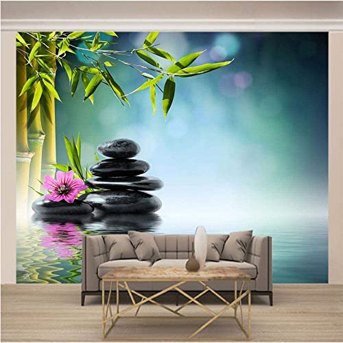 Papel Pintado Mural, 3D Orquideas Y Piedras Papel Tapiz Autoadhesivo Para Sala De Estar, Dormitorio, Tv, Fondo, Oficina, Restaurante, Habitación, Foto De Pared Extraíble 140 x 70 cm (ancho x alto)