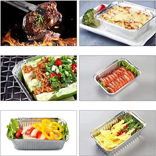 LATRAT 25 Stück Alu-Tropfschalen, Grillschalen Einweg Aluschalen ohne Deckel für Reste, Grill, Kuchen, Obst und Gemüse, 21.6 * 14.7 * 3.5CM