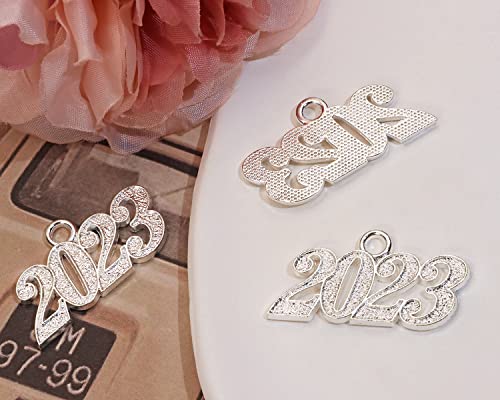Shapenty Metal Year Signet 2023 Diy Pendant Charms For Graduation Tassels Bracelet Necklace Earrings Keychain Zipper Pulls Cellphone Craft Jewelry Making Christmas Party Decoration, 20Pcs (Silver) #TOP1
