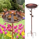 Metal Bird Bath for Garden, Vintage Birdbath Bowl with Leaf & Bird Design, Outdoor Bird Feeder Freestanding with Stable 5-Prong Base, Birdbath for Garden Decor, Patio or Lawn