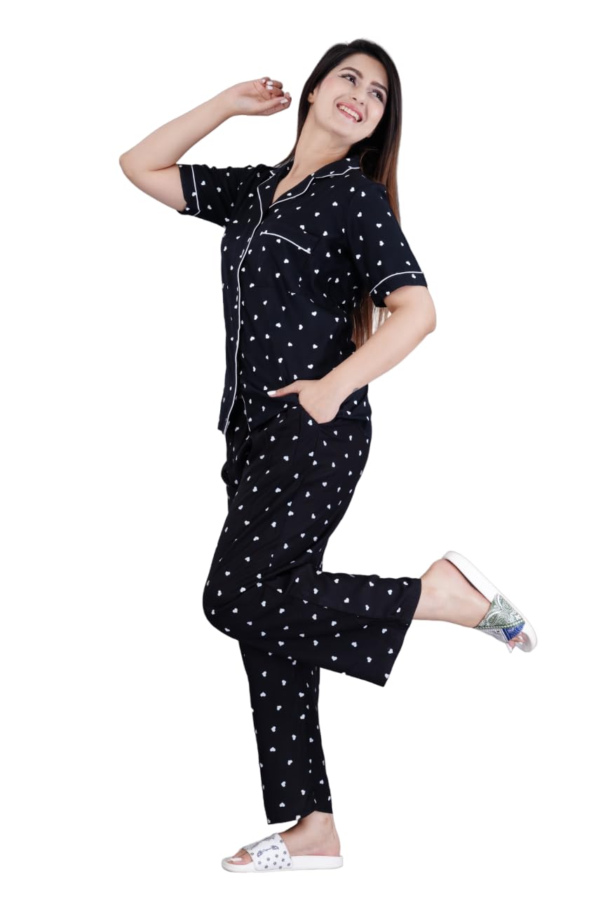 mintmarie Women's Printed Night Suit Shirt and Pajama Set-picture-32