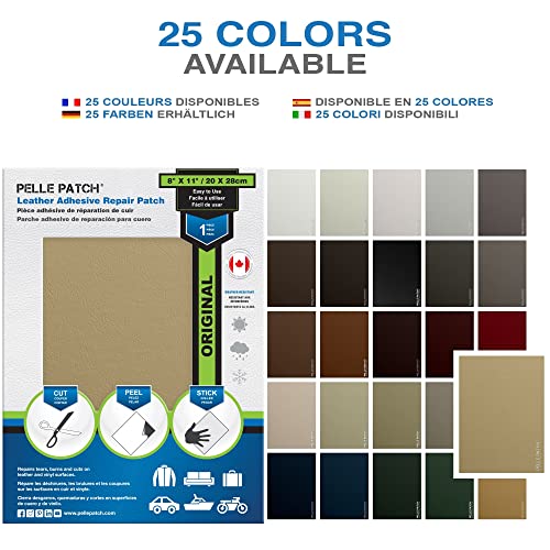 Pelle Patch - Leather Tape for Car Seat Repair - 25 Colors Available - Original 8x11 - Light Yellow