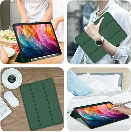 Image of TGK Case for Lenovo Idea Tab Pro 12.7 Inch 2025 TB-373FU TB-375FC Tablet Trifold Smart Stand Cover (Green)