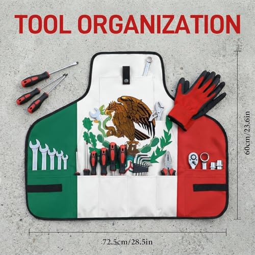 Delantal de trabajo con bandera de México y bolsillos miniatura 2