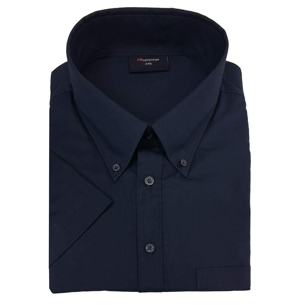 Espionage Big Size Mens Cotton Rich Short Sleeve Plain Shirt (149) in Navy in 6XL