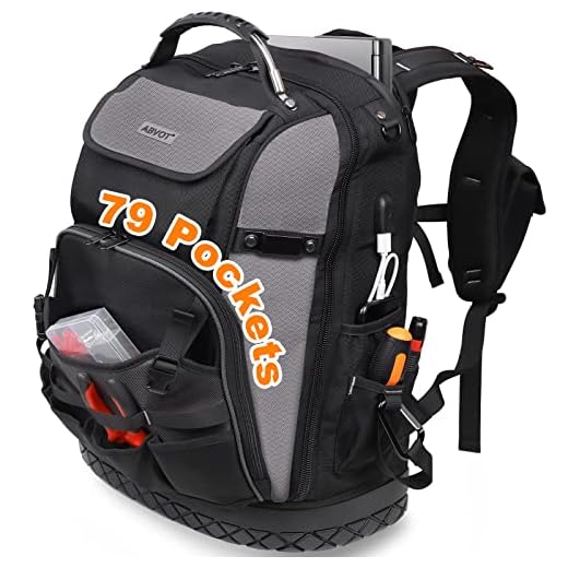 79 Pockets Tool Backpack for Men, HVAC Tool Bag Heavy Duty for Electrician, Laptop, Plumbing, Tool Backpack for Construction, Durable Zipper