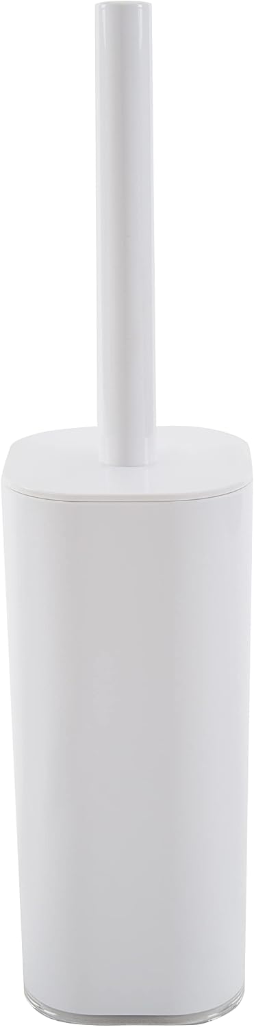 Bath Bliss Acrylic Bathroom Toilet Bowl Brush and Holder in White