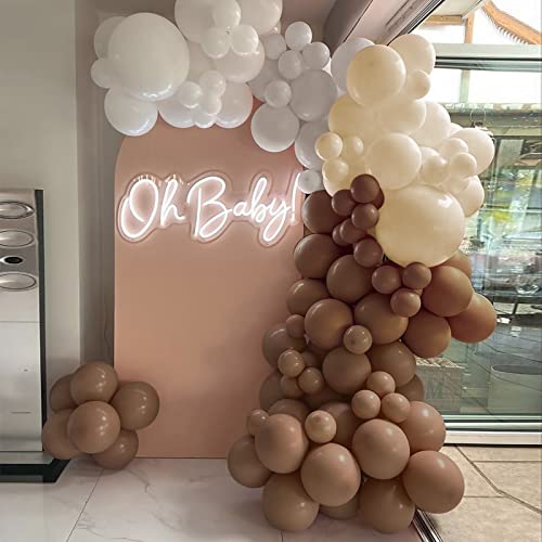 QIFU Nude Beige Balloon Arch Kit - 141pcs Nude Neutral Balloon Arch Garland with White Sand Brown Beige Balloons for Birthday Party Decoration Boho Wedding Anniversary Baby Shower Backdrop Decoration - Image 7
