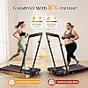 HiFast Walking Pad Treadmill with Desk Workstation, 3.0HP Under Desk Treadmills with 8% Incline Handle Bar, Foldable Portable Treadmill for Home Office, 300lbs Capacity, Remote Control, APP