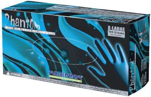 Phantom Black Latex Gloves- Examination Grade (Case of 10 Boxes- Medium)
