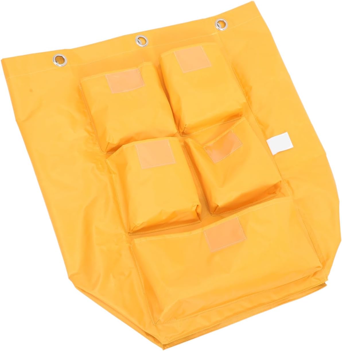 Cabilock Replacement Janitorial Bag Waterproof Canvas Cleaning Cart Storage Bag with 5 Pockets Yellow Cleaning Trolley for Commercial Housekeeping and Hotel Use