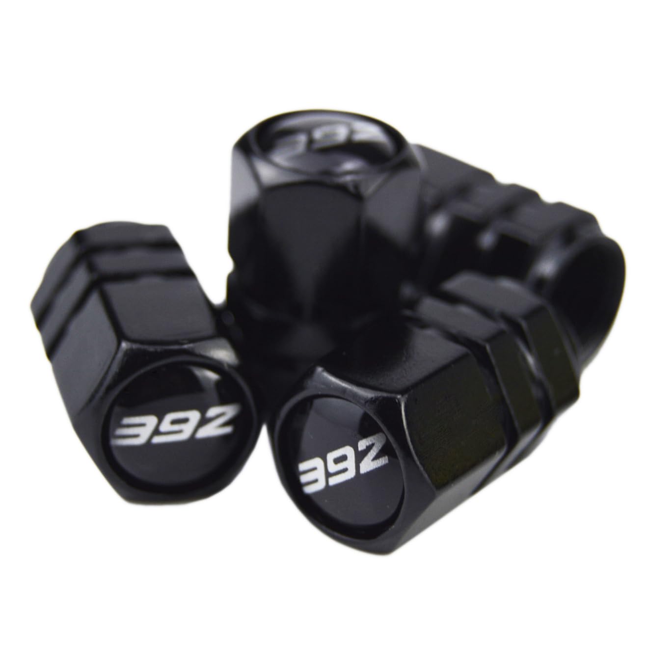 (Set of 4) 392 Slash Metal Auto Tire Valve Stem Cap Cover Trim with Resin Emblem for Dodge Charger Challenger SRT Hornet R/T Dart Durango Journey