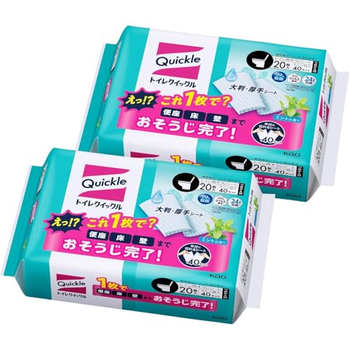 トイレクイックル つめかえ用ジャンボパック ミント20枚×2個セット 流せる お掃除シート 99%除菌 24時間抗菌 お得な詰め替え
