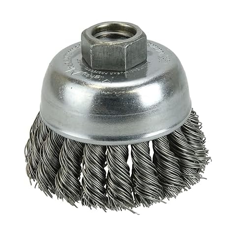 Weiler 13286 2-3/4" Single Row Knot Wire Cup Brush, .020" Steel Fill, 5/8"-11 UNC Nut, Made in the USA Cover
