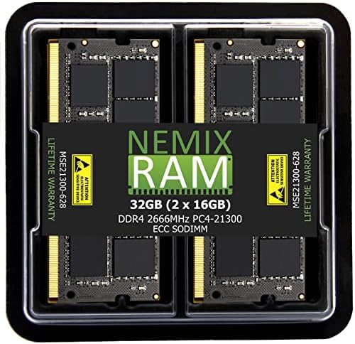 32GB (2X16GB) DDR4-2666 PC4-21300 ECC SODIMM Compatible with Synology D4ECSO-2666-16G Memory Upgrade Module by NEMIX RAM