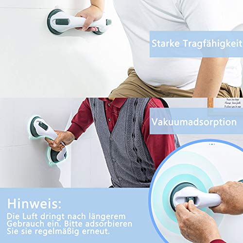 Servoprax M1 Wannengriff Mit 2 Saugnäpfen – 350 Mm, Ohne Bohren, Mit Sicherheitsanzeige (rot/grün) – Für Duschkabinen Und Badewannen – Rutschfester Halt