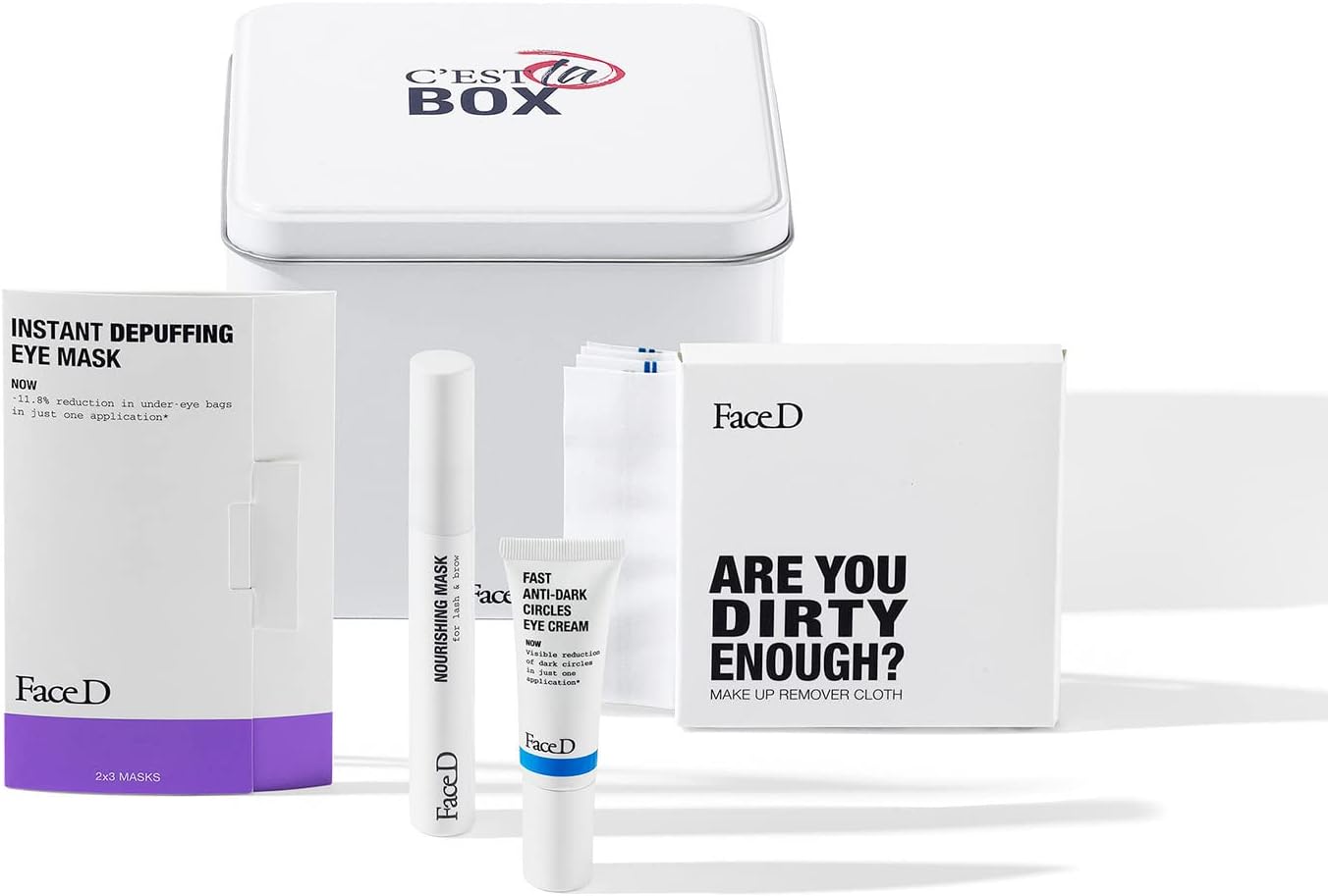 Face D C’est la Box Eye Cream, Eye Depuffing Mask, Eyelash Mask