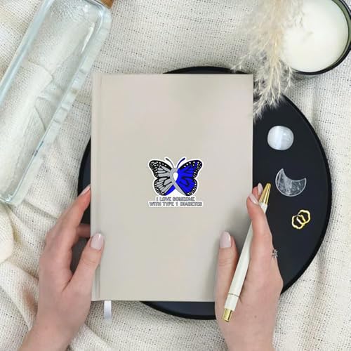 Image of SODAVA 3Pcs I Love Someone with Type 1 Diabetes Sticker, T1D Diabetes Awareness Blue Gray Ribbon Butterfly Stickers for Laptop Water Bottle Phone Accessory Boat Car Bumper Window Helmet, Sticker