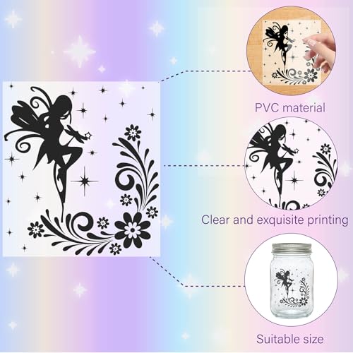 CREATCABIN 12Pcs Fairy Silhouettes Mason Jar Decor Angel Lantern Laser Cutouts Ornaments Pvc Scrapbook Embellishment for Frosted Glass Wall Windows Cars DIY Crafts Xmas Black 3.9x3.5Inch(No Sticker) - Image 3