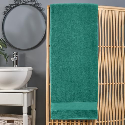 Image of Elegant Comfort Three Line Popcorn Extra Large Luxury Bath Towel - 40 inch x 80 inch inch, Premium Hotel Spa Quality 1 Piece Oversized Bath Sheet 100% Turkish Cotton Super Soft Highly Absorbent, Teal Blue