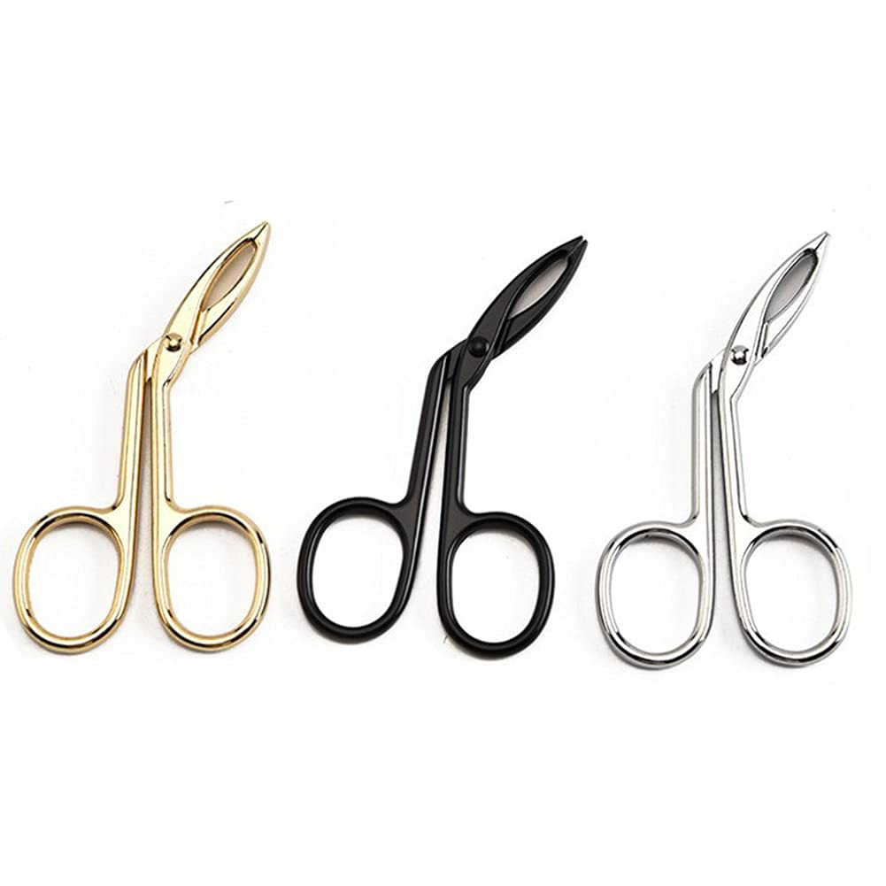 Pinzas para cejas, pinzas con forma de tijera, removedor de vello de la nariz, punta plana, recortadora de cejas, tijeras de depilación con forma de tijera, pinzas de punta doblada