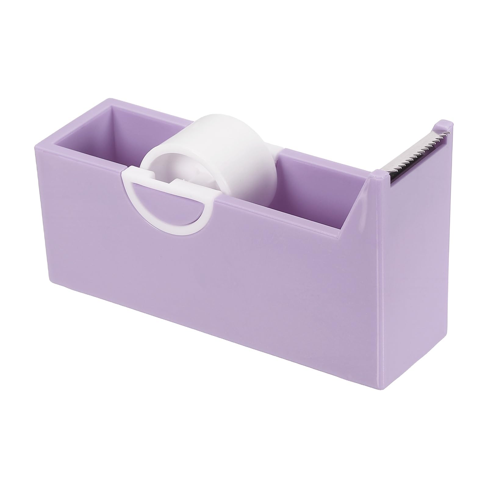 PATIKIL 1 Pack Tape Dispenser Desk, Small Desktop Tape Dispenser Cutter Holder for 17mm/0.65" Eyelash Tapes Rolls Desk Home Office Supplies, Purple