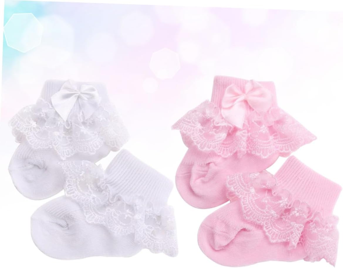 LIFKOME 2 Pairs Toddler Socks Bow-knot Socks for Baby Creative Baby Kids