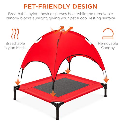 Best Choice Products SKY3952 30In Elevated Cooling Dog Bed, Outdoor Raised Mesh Pet Cot W/Removable Canopy Shade Tent thumb #3