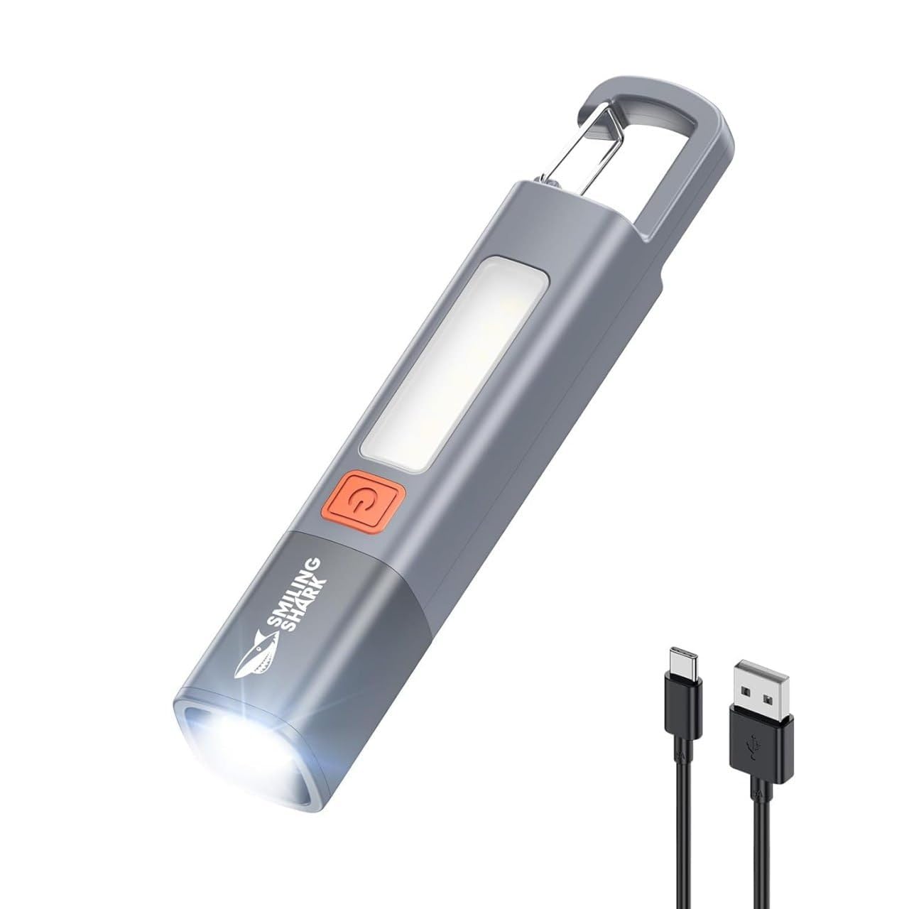 Brightkart enterprise Smiling Shark Rechargeable LED Flashlight with Side Light, Zoomable Torch with 3 Lighting Modes, Waterproof Emergency Flash Light with Hook for Camping,(Pack of 1)-picture-47