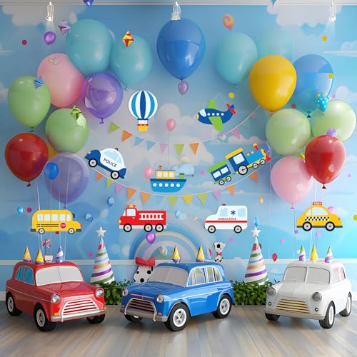 HaPiBiDesign Recortes de Transporte para Festas Infantis - Conjunto de 30 Decorações Vibrantes de An