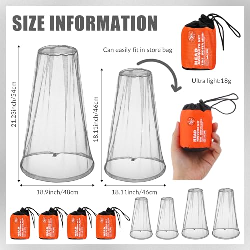 HESTYA 4 Pack Red para Cabeza contra Mosquitos, Tamaño Regular y Grande, Gris miniatura 3