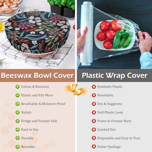 5Pcs Reusable Beeswax Elastic Bowl Covers for Bread Proofing and Food Cover - image 7