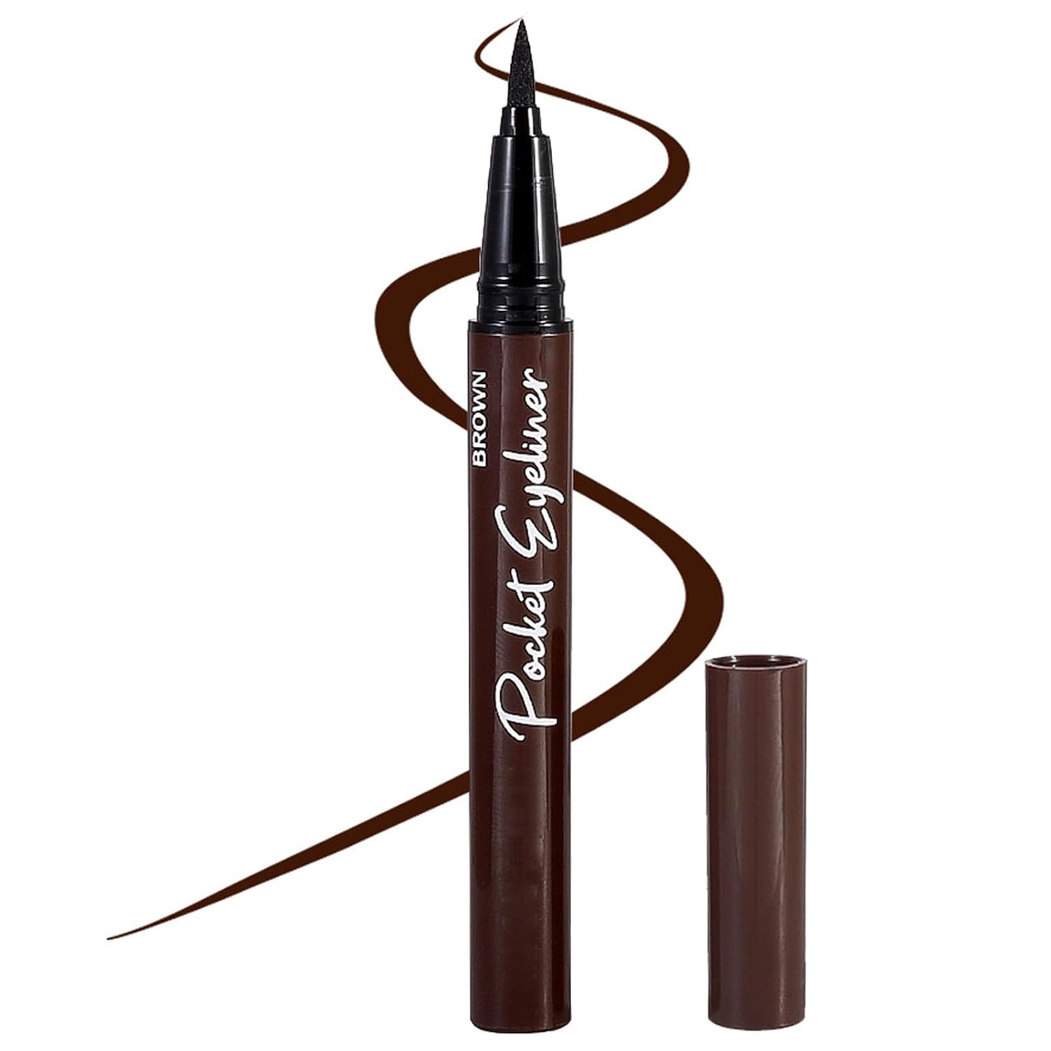 Brown Liquid Eyeliner Pen, Waterproof Smudgeproof 12H Long Lasting Brown Eyeliner Pen with Felt Tip For Women Eye Makeup, Smooth, Quick Drying, High Pigmented