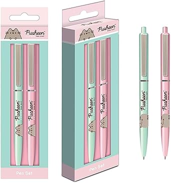 Pusheen Set of 2 Ballpoint Pens Botanical Design Pusheen Pen Set- Official Merchandise