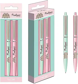 [Grindstore] Pusheenボールペン2本セット(ボタニカルデザイン)Pusheenペンセット-公式商品