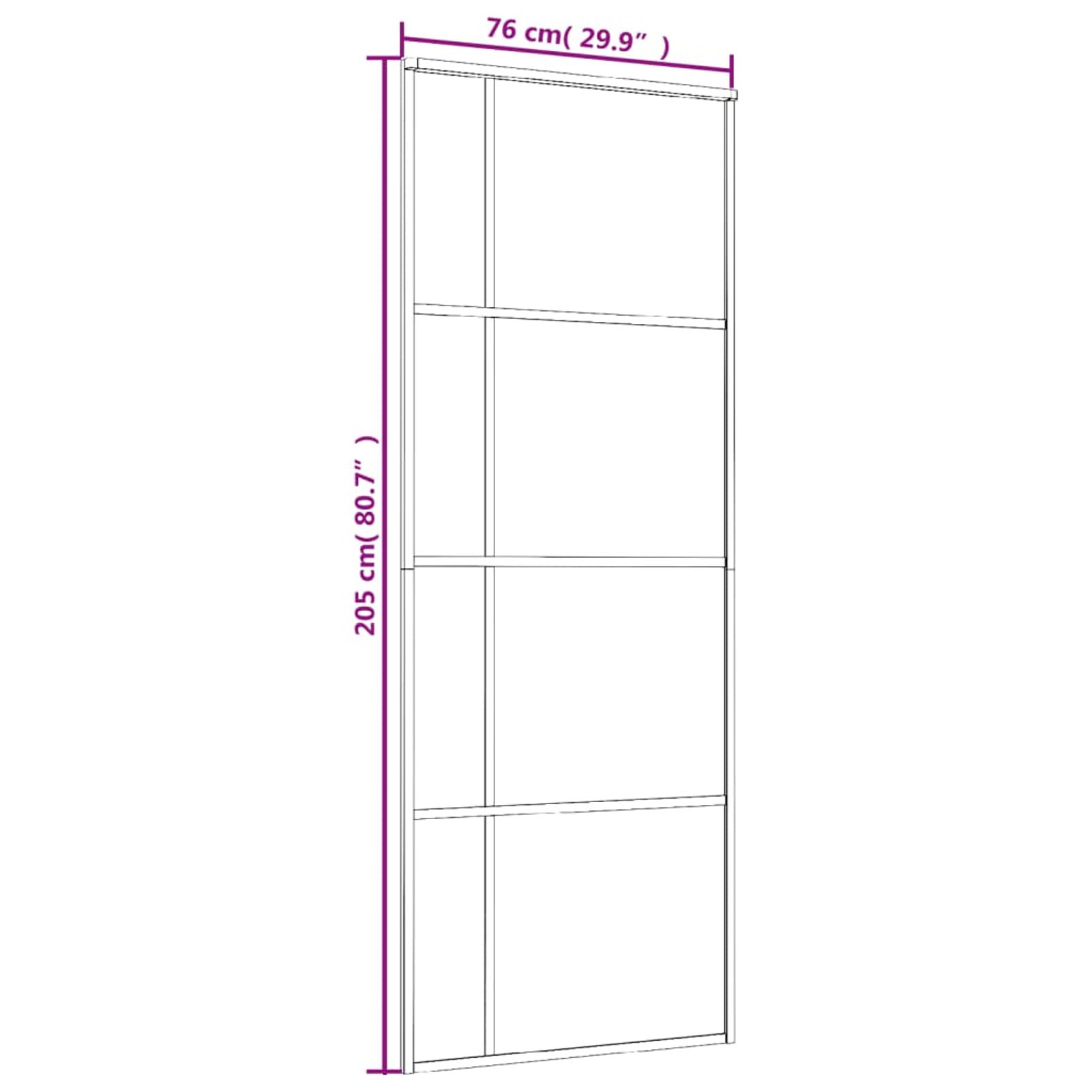 Gecheer Puerta Corredera de Vidrio ESG y Aluminio, Negro y Transparente, 76x205 cm, Puerta para Interior