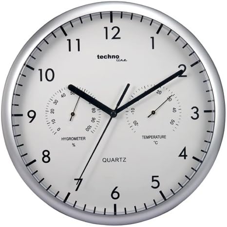Technoline WT 650 Wall Clock with Thermo and Hygro, Silver, 26x4.5x26 cm - Image 3