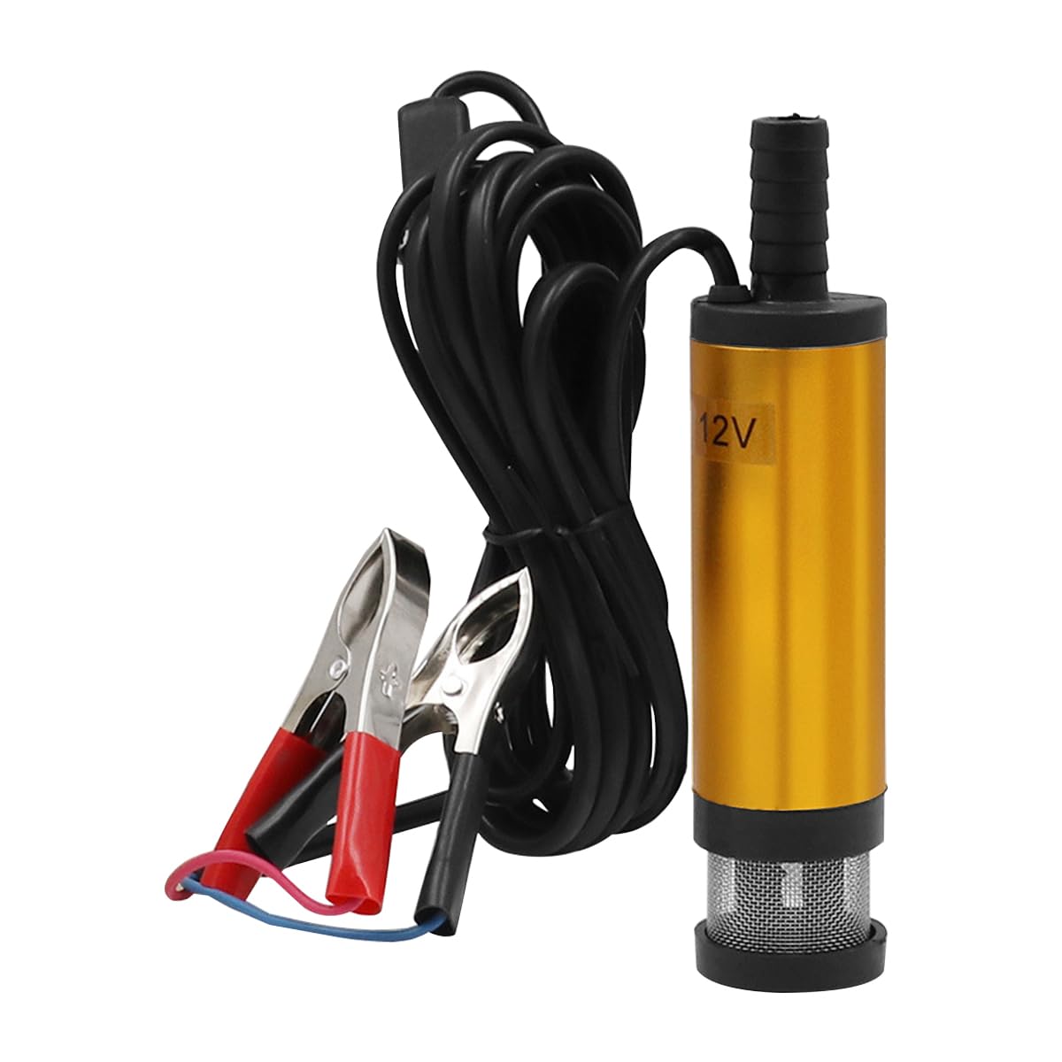 CGEAMDY Diesel Fuel Transfer Pump, 12V 38mm Diesel Water Pump, Diesel Fuel Transfer Pump with Filter, 12V Multifunctional Electric Oil Pumps for Oil, Water (Gold)