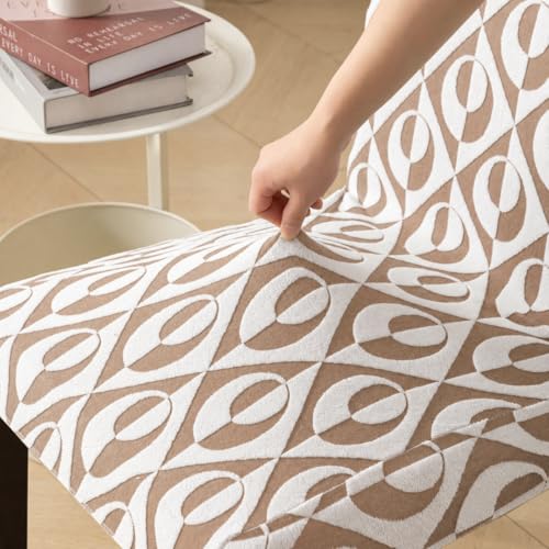 Image of HOMETHREADS Stretchable Elastic Jacquard Chair Seat Cover - Removable & Washable, Durable Seat Protector for Dining Room, Kitchen, Restaurant & Party Chairs (Brown, Pack of 1)