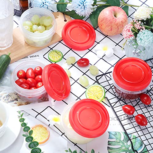 20 Pcs Freezer Containers For Food Soup Plastic Food Storage Containers With Lids Stackable Food Containers Screw On Lid Containers Clear Food Container, Freezer And Dishwasher Safe (10 Oz, Red) #TOP5