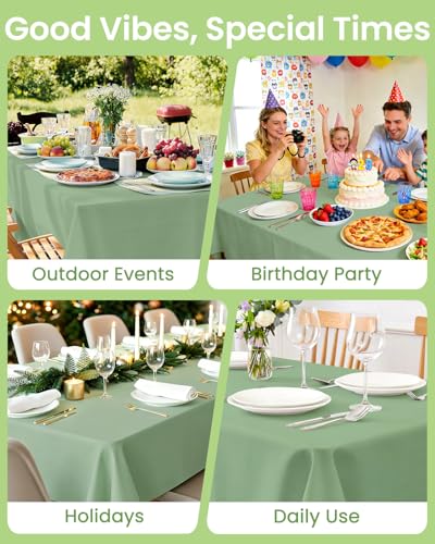 Image of LANLISA 4 Pack Sage Green Plastic Table Cloth Disposable, 54 x 108 Inch