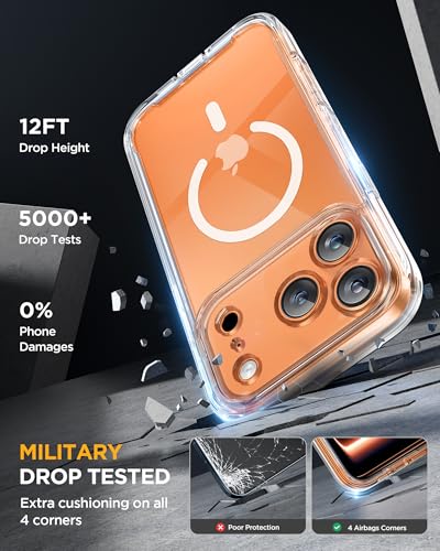 Image of Miracase Magnetic for iPhone 17 Pro Case 6.3 inch [Compatible with MagSafe] Full-Body Phone Case with Built-in Glass Screen Protector & Camera Control,Drop Proof iPhone 17 Pro Cover, Clear