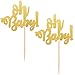 24-Pack Oh Baby Cupcake Picks, Gold Oh Baby Cake Toppers for Baby Shower Party Decorations Supplies