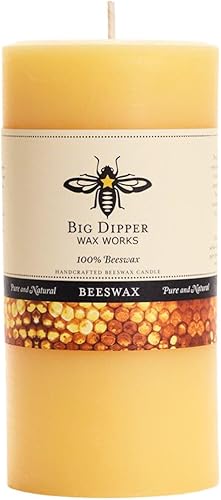 Big Dipper Wax Works Vela de pilar de cera de abejas, 90 horas de combustión larga, vela de cera de abeja pura, grande de 3 x 6 pulgadas