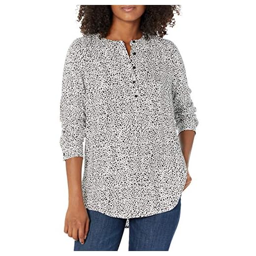 Amazon Essentials Women's Long-Sleeve Woven Blouse, Leopard, Medium