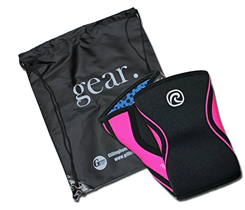 Rehband 7751 Knee Sleeves (1 Pair) Bundled with Gillingham High Performance Backpack (Black/Pink, 30-32cm - XSmall)