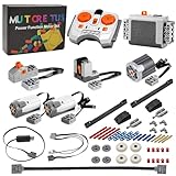 54PCS Power Function Motor Kit, Infrared Remote Control&Battery Pack Motor Set, Compatible with Lego Technic Sets, New Light Gray Electric Functions Motors and Gears, Kid&Adult